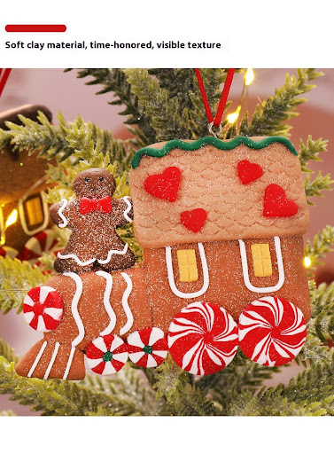 Title 5, Christmas Tree Ornaments Car Polymer Clay Scene...