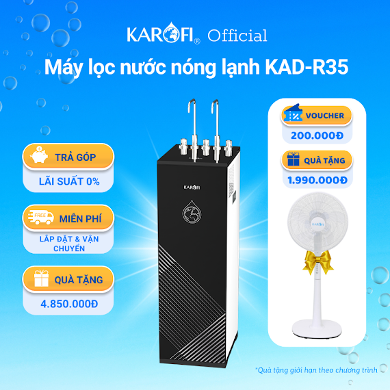 Máy Lọc Nước Nóng Lạnh 2 Vòi 3 Chế Độ 11 Lõi Công Nghệ Block Karofi Kad - R35 - Lắp Đặt Toàn Quốc - Hàng Chính Hãng