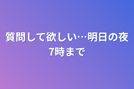 質問して欲しい…明日の夜7時まで