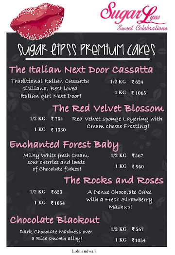 Sugar Lipss menu 