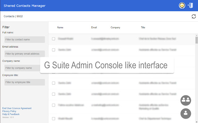 Shared Contacts Manager for G Suite chrome extension