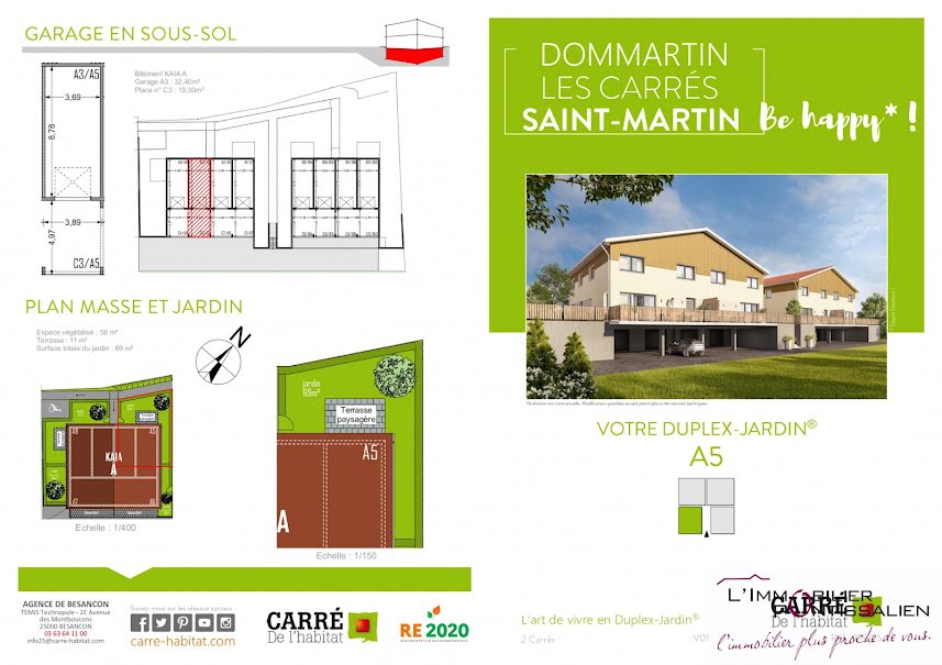 Vente duplex 4 pièces 81.31 m² à Dommartin (25300), 278 700 €