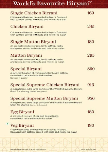 Biryani Paradise menu 