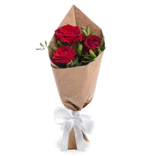 The Romance Bouquet - 3 red roses bouquet