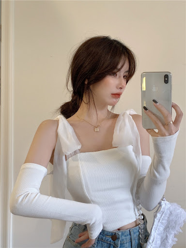 Title 6, Chest wrap strap bow knit tank top, offering a ...