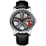 Black leatherwhite steelred