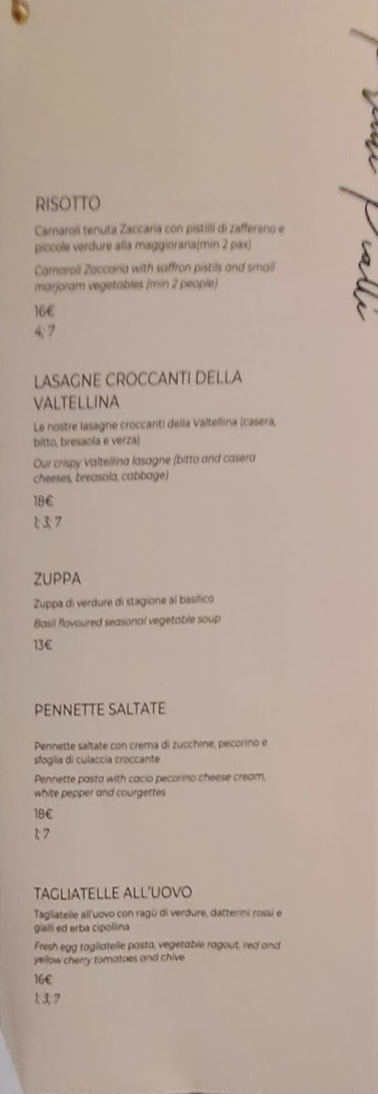 Hotel Il Perlo gluten-free menu