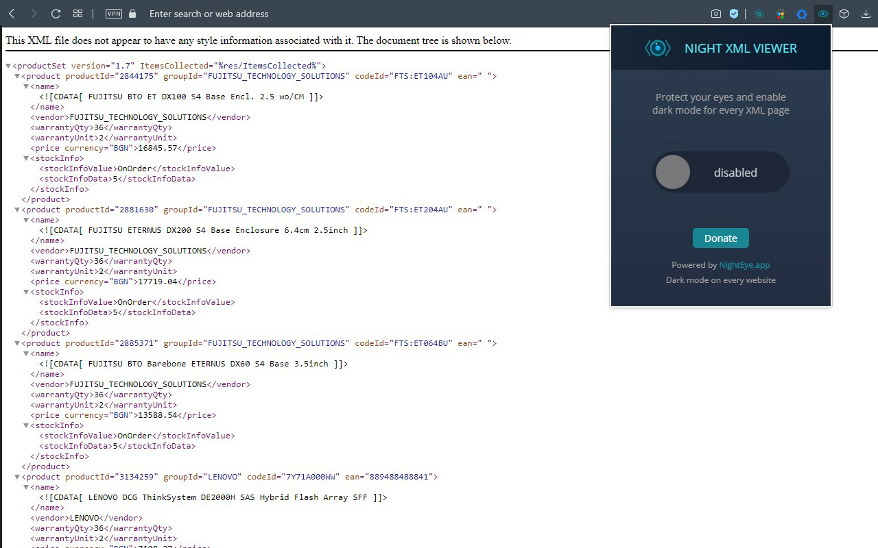 Night XML - dark mode XML viewer Preview image 4