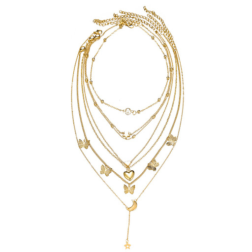 Title 2, Retro and creative alloy necklace suit, a styli...