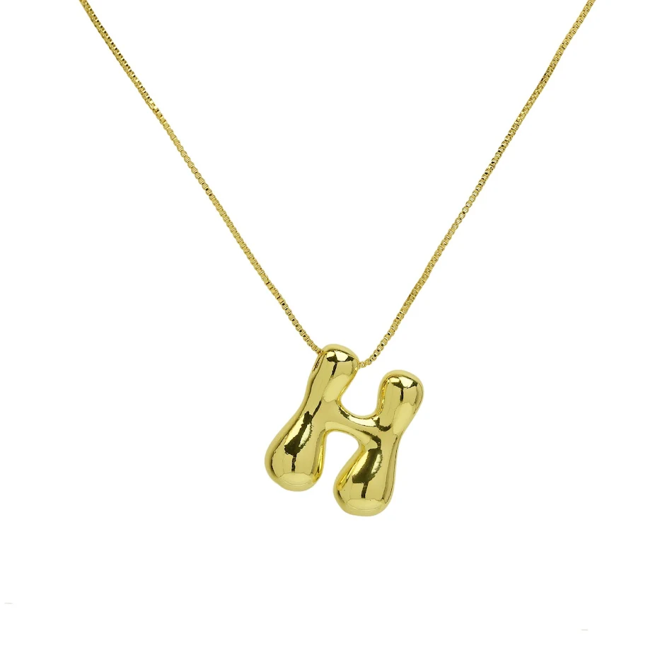 Messing glanzende ballon Engelse letter hanger ketting, een stijlvol accessoire dat een feestelijke en persoonlijke toets aan je look toevoegt.