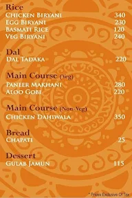 Just Kerala menu 2