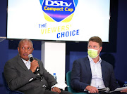 Dr Irvin Khoza, PSL Chairman and Marc Jury, SuperSport CEO during the Premier Soccer League press conference at PSL Offices, Johannesburg on 13 December 2021.