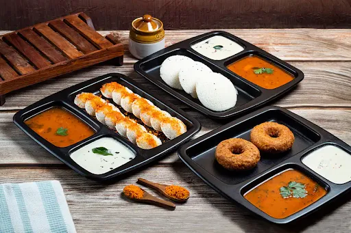 Idli 1 Plates + Medu Wada 2 Plates + Button Idli 2 Plates