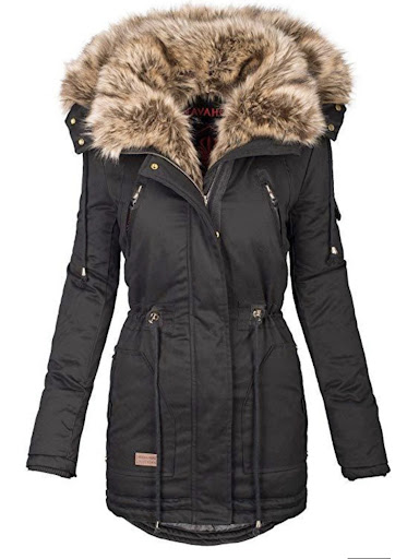 Title 4, Womens winter warm fur collar zipper long slee...