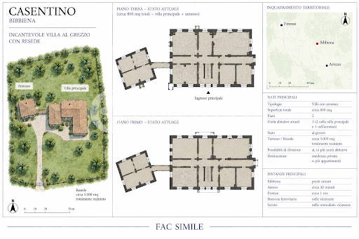Villa plan with annex and garden in this luxury villa for sale in Bibbiena ($626,816 - 800 m²)