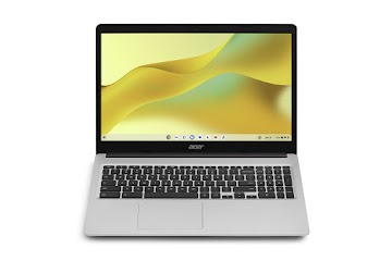 Een bovenaanzicht van een Acer Chromebook 315 Chromebook. Het scherm helt naar achteren om de flexibiliteit te laten zien.