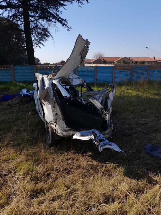 The Toyota Avanza that was involved in a crash with a truck on the R555 road between Ogies and Emalahleni.