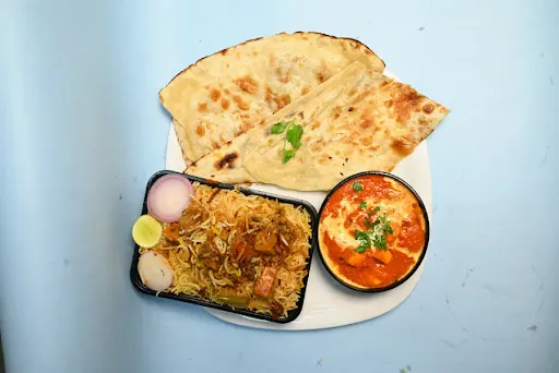 1 Butter Naan + Paneer Butter Masala[250ml] + Veg Biryani[500ml]