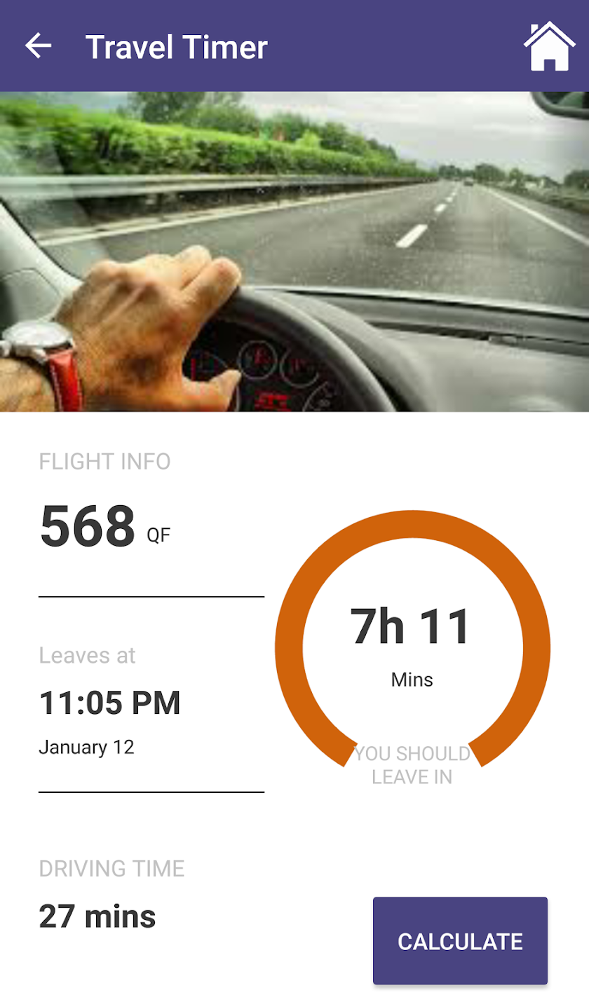 Flight Tracker and Travel Time Screen 2