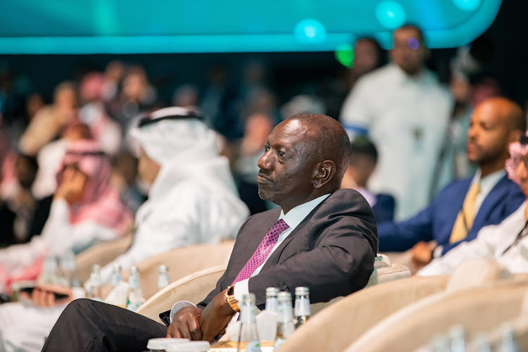 President William Ruto looking on during the Future Investment Initiative summit in Riyadh, Saudi Arabia on October 24, 2023.