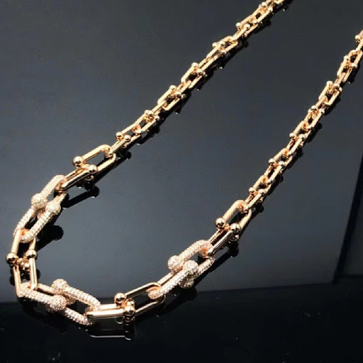 Title 6, Full Diamond Bamboo Necklace with U-shaped Mutu...