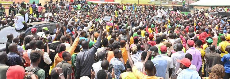 Deputy President William Ruto, ANC party leader Musalia Mudavadi and Ford Kenya leader Moses Wetangula visited Butula, Ogalo, Funyula and Budalangi trading centres in Busia county on Monday February 7, 2022.