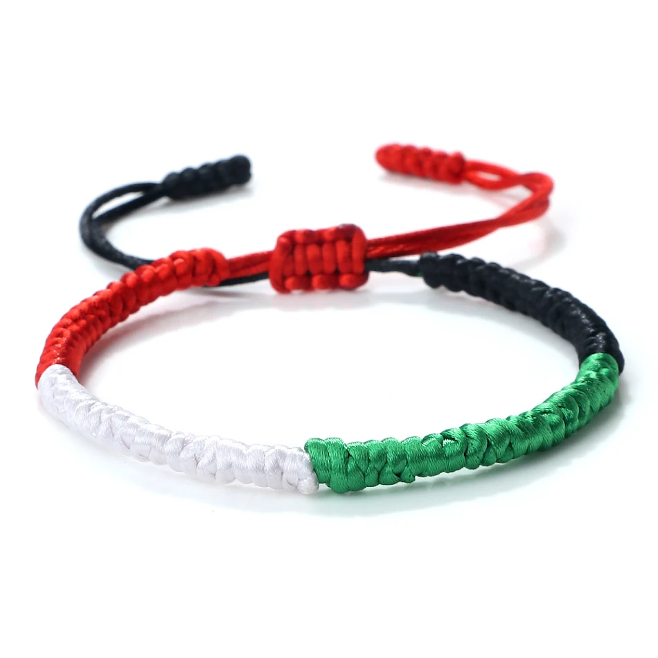 Geweven Jin Gang Knoop Rode Touw Hand Sieraden Interval Creatieve Combinatie Simulatie Vlag Kleuren, uniek design.