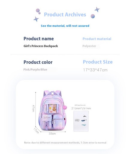 Title 5, Pink Princess Primary School Student Schoolbag ...