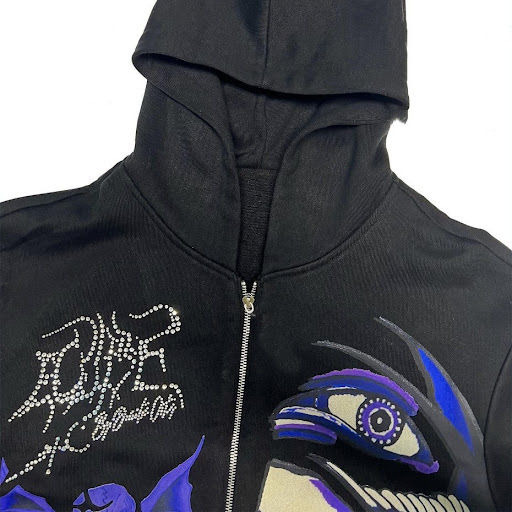 Title 5, Mens Rhinestone Skull Purple Print Streetwear ...