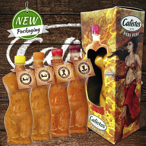 Calisto's sexy sauce bottles.