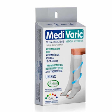 Medias Medivaric Unisex Antiembolica 18-23 Rodilla Blanco Talla XL  