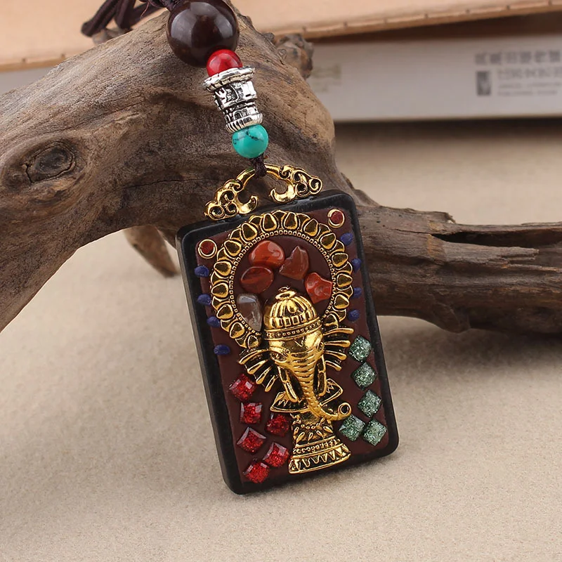 Title 6, Pendentif Thangka Ethnique en Ébène Fait à la M...
