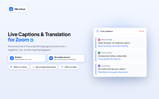 DBird Dual Live Captions & Translation for Zoom screenshot 2