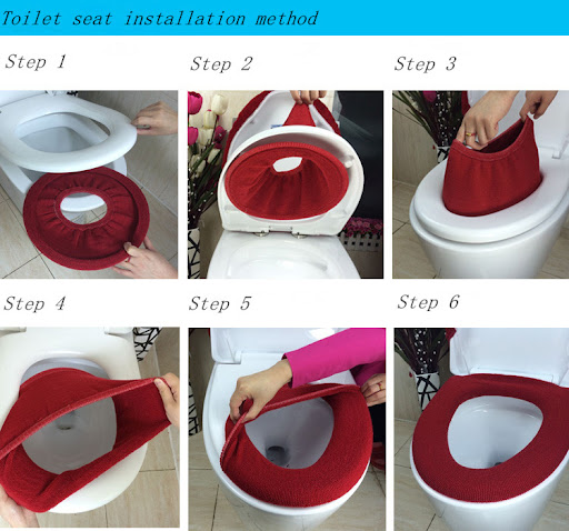 Title 1, Solid color knitted toilet seat for added comfo...