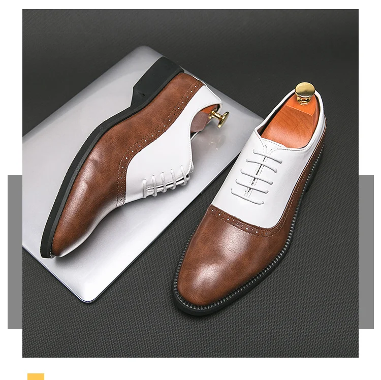 Title 11, Zapatos de cuero bicolor para hombre. Elegancia...