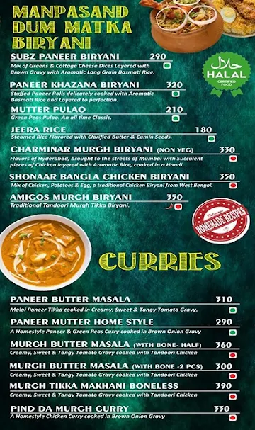 Amigos Den menu 