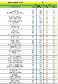 Me And My Cake menu 1