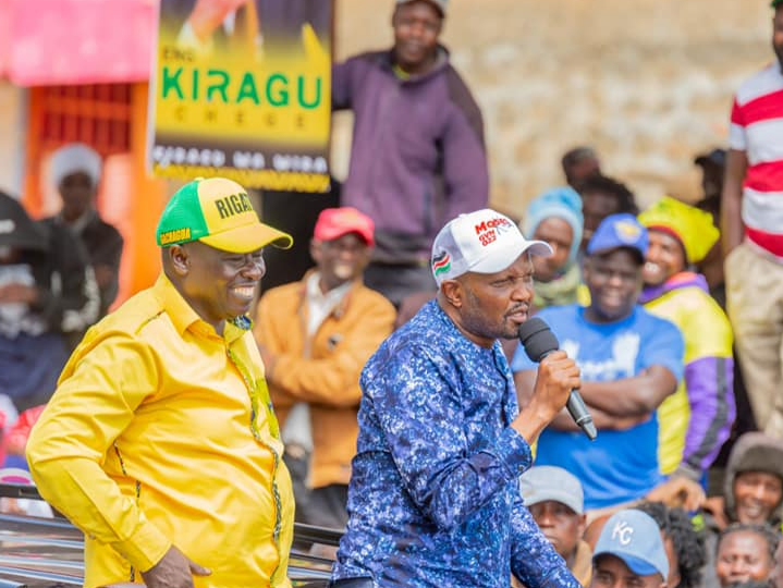 Chama Cha Kazi leader Moses Kuria addressing the public at Kiambu County during Kenya Kwanza campaigns on June 15,2022