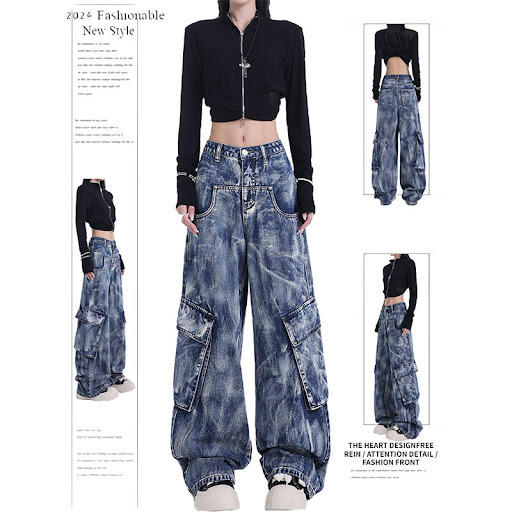 Title 2, Retro Heavy Industry Washed Tie-dyed Jeans Stra...