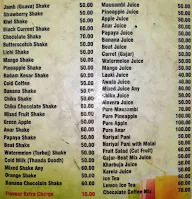 Calcutta Juice & Shake Corner menu 1