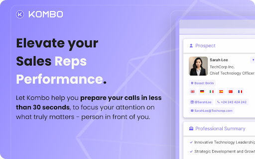 Kombo - Prepare your first call & email outreach in less than 30s