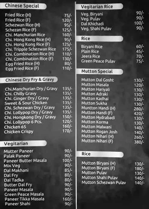 Al Nayaab Restaurant menu 