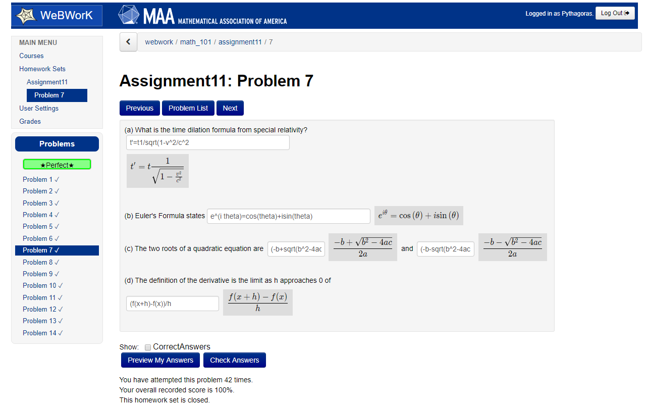 WeBWorK MathView Preview image 1