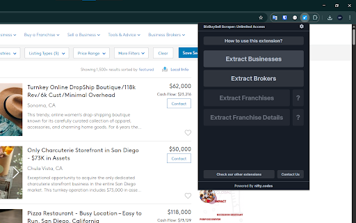 BizBuySell Scraper: Export Businesses, Franchises, Brokers, and more