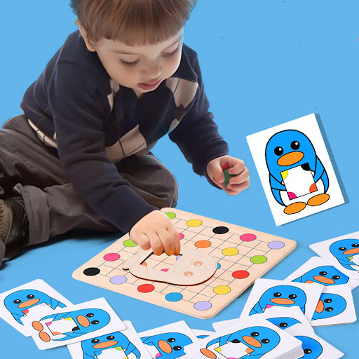 Title 3, Wooden Penguin Color Matching Early Education P...