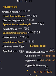 Ustad E Khana menu 1