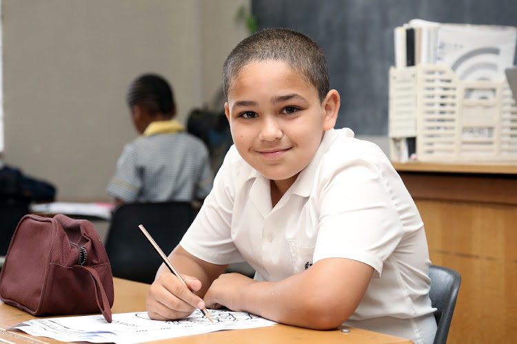 Ezekiel Stoffels excited to start grade 2 at Seven Star Primary School in Cambridge, East London.