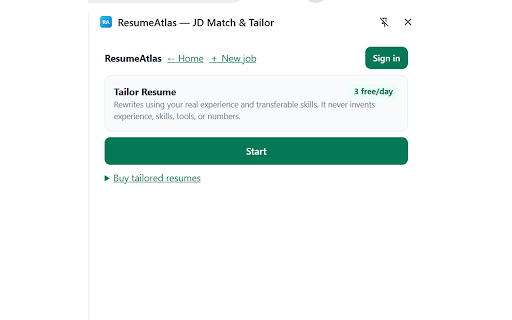 ResumeAtlas — JD Match & Tailor screenshot 1