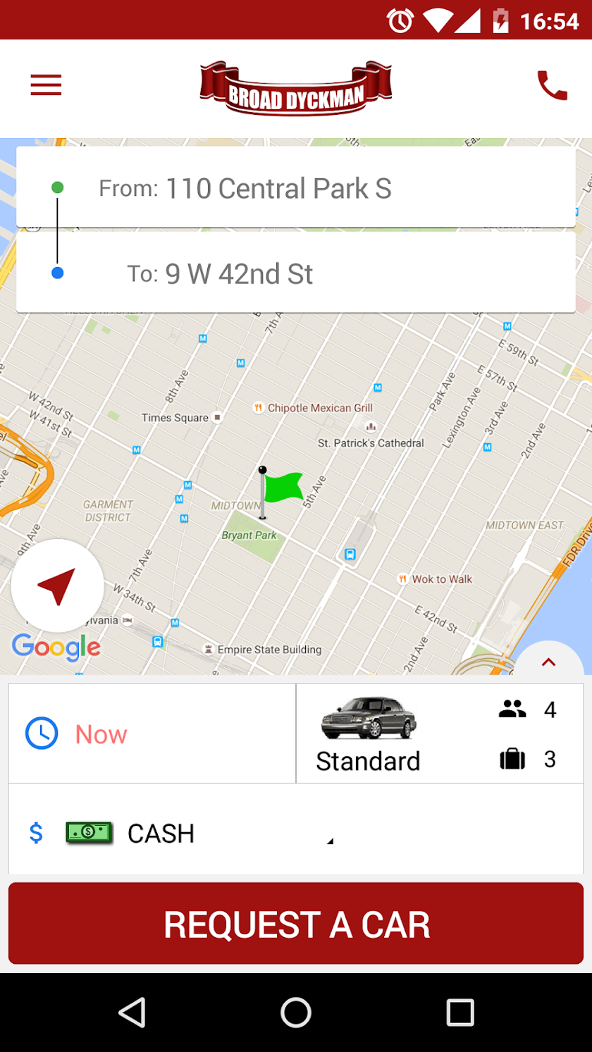Broad Dyckman Car Service Screen 3