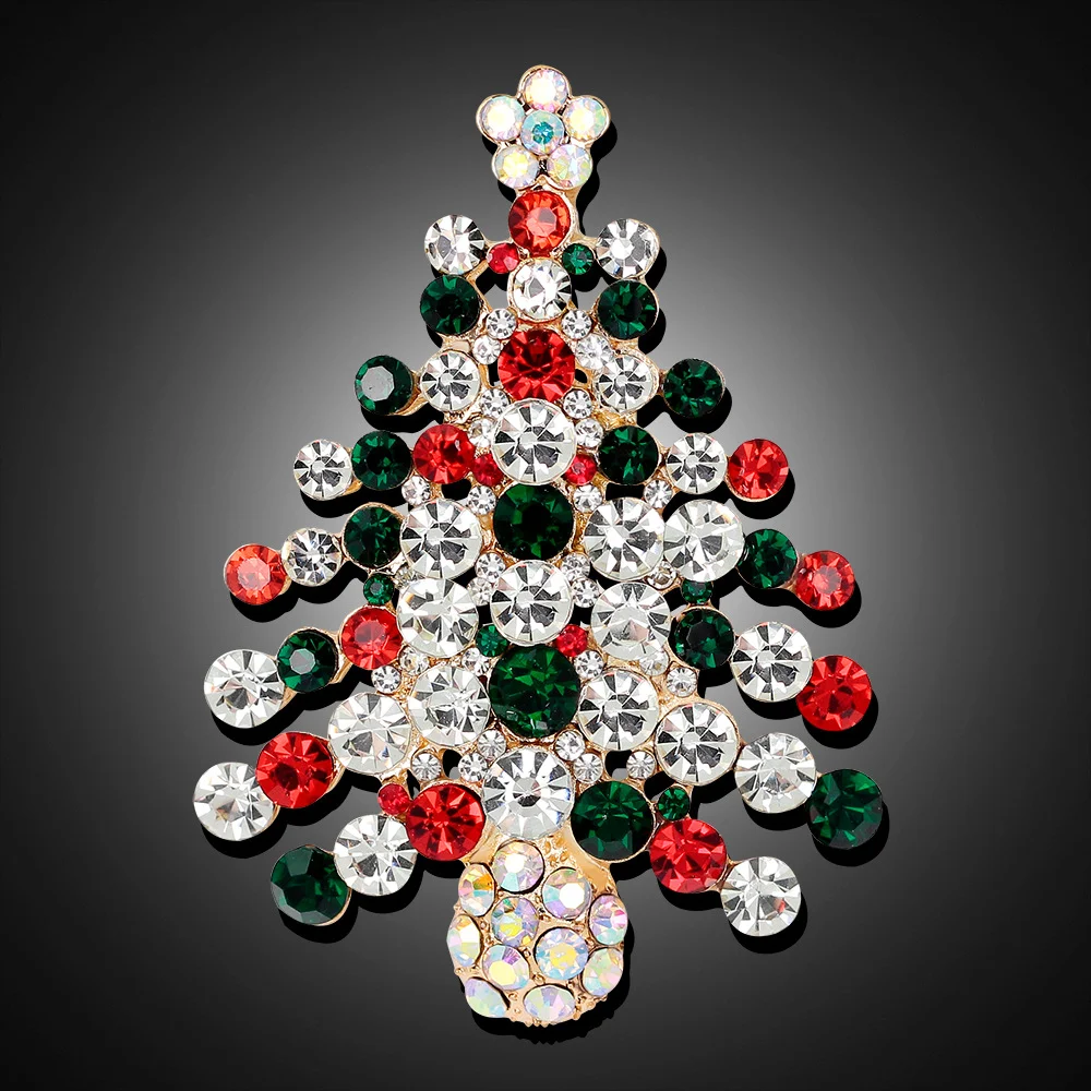 Title 6, Volledig met juwelen bezette kerstboom broche v...